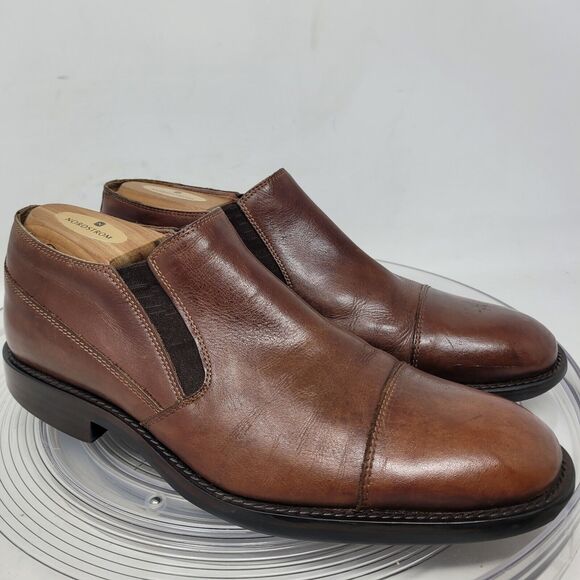 Tasso Elba Brown Cap Toe Dress Shoe Boot Romeo Chelsea Mens 8 Fine Leather ITALY - Picture 5 of 9